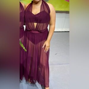 2 Piece Burgundy Dance Costume